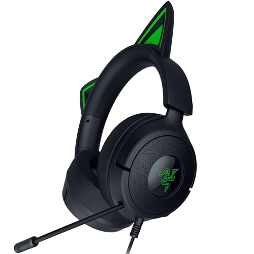 Razer Kraken Kitty V3 X - Kabelgebundenes Kitty-Headset für Gaming - Kultige Kitty-Ohren - 270g leicht - HyperClear Kardioid Mikrofon - Triforce 40mm Treiber - 3,5mm Klinkenstecker | Schwarz von Razer