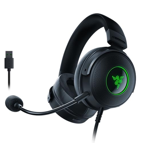 Razer Kraken V3 Hypersense - Kabelgebundenes USB-Gaming-Headset mit haptischer Technologie (TriForce Titanium 50mm-Treiber, THX Spatial Audio, abnehmbares HyperClear Cardioid-Mikrofon) Schwarz von Razer