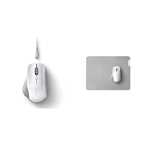 Razer Pro Click - Ergonomische kabellose Profi-Maus für mehr Produktivität im Büro für PC/Mac Weiß & Pro Glide - Weiches Mauspad für Komfort und Produktivität im Büro Weiß von Razer