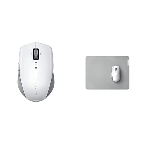 Razer Pro Click Mini - Ergonomische kabellose Maus für das Büro Weiß & Pro Glide - Weiches Mauspad für Komfort und Produktivität im Büro (Texturierte Stoff-Oberfläche, rutschfest) Weiß von Razer