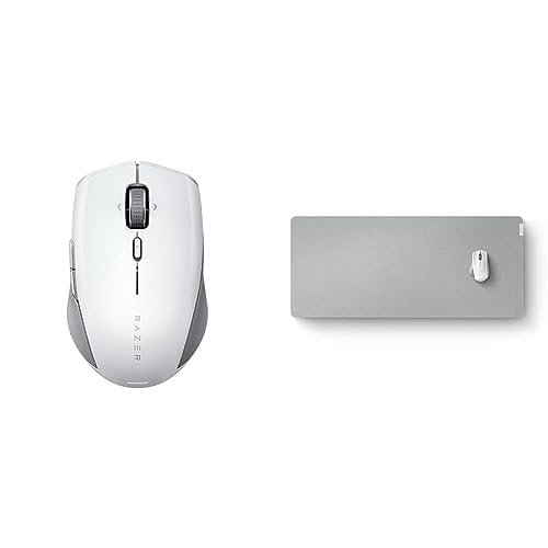 Razer Pro Click Mini - Ergonomische kabellose Maus für das Büro Weiß & Pro Glide XXL - Weiches Mauspad für Komfort und Produktivität im Büro (Texturierte Stoff-Oberfläche, rutschfest) Weiß von Razer