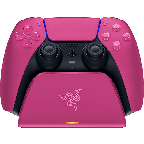 Razer Schnellladestation - Schnellladestation für PS5 Wireless-Controller (Schnellladung , Gebogenes Schalen-Design Einhändige Bedienung, Aufladen per USB) Pink von Razer