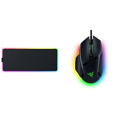 Razer Strider Chroma - Strider Chroma - Hybrid Mouse Mat with Chroma RGB & Basilisk V3 - Kabelgebundene Gaming-Maus Schwarz von Razer