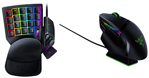 Razer Tartarus Pro - Gaming Keypad (Gamepad mit analog-optischen Tasten) Schwarz & Basilisk Ultimate mit Ladestation - Kabellose Gaming Maus mit 11 programmierbaren Tasten Schwarz von Razer