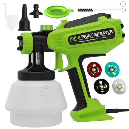 Farbsprühsysteme 700W HVLP, Lackierpistole mit 4 Düsen & 3 Sprühmuster, Elektrische Sprühpistole Blas- & Reinigungsfunktion, 1200ml, für Möbel, Wand, Türen, Zaun, DIY von Raziol