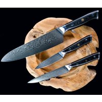 Im Set | 3 Küchenmesser Aus Damaszenerstahl Handgefertigt Und Rasiermesserscharf Kochmesser - Allzweckmesser Gemüsemesser von RazorSharpKnives24