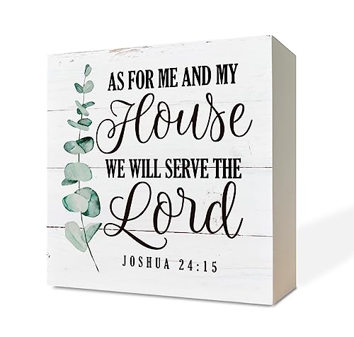 Christliches Schild, Schriftdekoration, Holzkastenschild, Schreibtischdekoration, rustikales Holzschild, Bibelvers-Schild, As For Me and My House We Will Serve The Lord Schild – Joshua 24:15 von Razpah