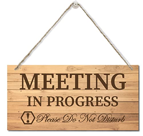 Meeting in Progress Please Do Not Disturb-Schild, bedrucktes Holzschild, hängendes Türschild für Büro oder gewerbliche Nutzung, Heimbüro-Dekoration, Wandkunstschild 30.5x15.2 cm von Razpah