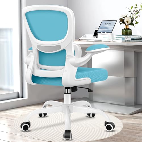 Razzor Bürostuhl, Ergonomischer Schreibtischstuhl mit Lendenwirbelstütze und Hochklappbaren Armlehnen, Wippfunktion, Höhenverstellbarer Drehstuhl mit Atmungsaktivem Netz, Blau von Razzor