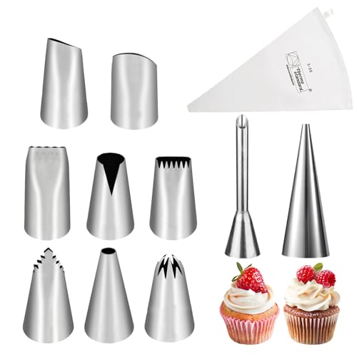 11 Stück Spritztüllen Set Spritzbeutel mit Tüllen Kommt mit 1 Stück Spritzbeutel Wiederverwendbar, Piping Nozzles Set für Cupcakes Tortenständer Kuchen 11 Stück Spritztüllen Set Spritzbeutel mit Tüllen Kommt mit 1 Stück Spritzbeutel Wiederverwendbar, Piping Nozzles Set für Cupcakes Tortenständer Kuchen von Rbleote