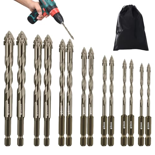 14 Stück Power Bit Bohrer Sägezahnbohrer, mit 4 Schneiden Exzenterbohrer, mit 1/4-Zoll-Sechskantschaft Sägezahn Bohrer Hohe Härte, mit Aufbewahrungstasche, für Glas Keramik Holz und Metall (3–12 mm) 14 Stück Power Bit Bohrer Sägezahnbohrer, mit 4 Schneiden Exzenterbohrer, mit 1/4-Zoll-Sechskantschaft Sägezahn Bohrer Hohe Härte, mit Aufbewahrungstasche, für Glas Keramik Holz und Metall (3–12 mm) von Rbleote