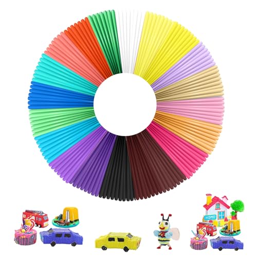 20 Stück 3D Doodler Pen Nachfüllungen,3D Stift Filament,Niedrige Drucktemperatur PCL Filament,20 Farben,5 Meter für Jede Farbe,Kompatibel mit Den Meisten Desktop-Druckern von Rbleote