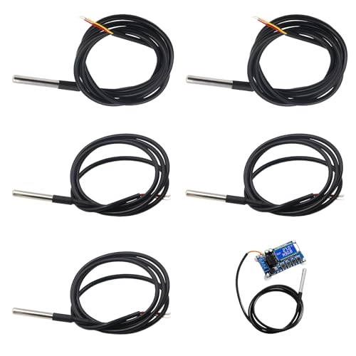 3 Stück Digitaler Temperatursensor 2m and 2 Stück 5m Temperaturfühler, Edelstahl Wasserdichte Sonde, Temperatursensor Addon kompatibel mit Arduino und Raspberry Pi von Rbleote