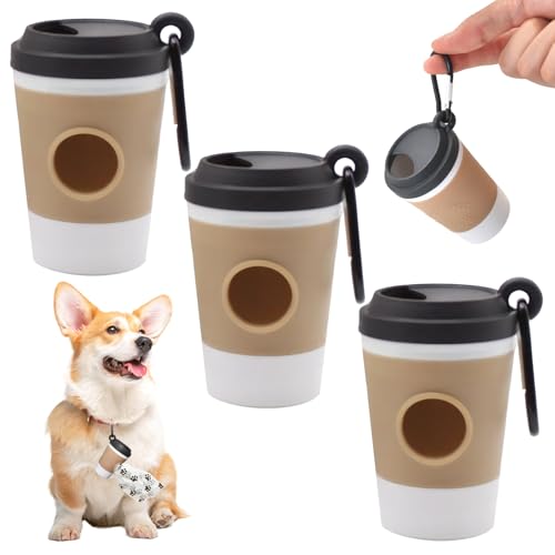 3-Teiliger Kotbeutelspender,Kaffeetassen-Design, Wasserdicht Hundekotbeutelspender, Dog Poop Bag Holder Produkte für Haustiere Im Freien,mit Einem Karabiner, Kompatibel mit Elastischem Lanyard von Rbleote