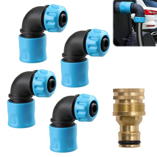 4 Stück Gartenschlauch Schnellkupplung Winkeladapter 1/2 Zoll (12-13mm) 90 Grad Anschlüsse, Sanitär Anschlussstücke Winkel, Verbessern Sie Ihr Bewässerungssystem mit 1 Wasserhahn-Schnellanschluss von Rbleote