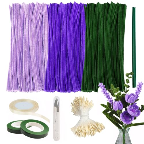 500 Stück Pfeifenreiniger Blumen, Pipe Cleaner Flower Set, Sehr Anfängerfreundlich für Heimwerkerprojekte, Verblasst Nicht und Bleibt Lange Leuchtend (Mehrfarbig) von Rbleote