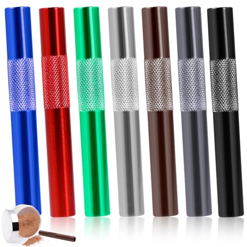 7 Stück Ziehröhrchen Set, Koks Röhrchen, 7 cm Ziehröhrchen, Röhrchen Sniffer, Wiederverwendbar für Picknicks, Camping, Reisen(Schwarz, Braun, Silber, Grün, Rot, Blau,Pistolenschwarz) von Rbleote