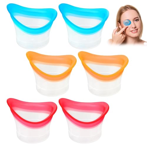 Augendusche 6 Stück Augenbadewanne,Silikon Augen Bade Tasse 10ml Tragbare Augen Badewanne,Augenspülung zur Reinigung von Brillenzubehör(Pink,Blau,Orange) von Rbleote