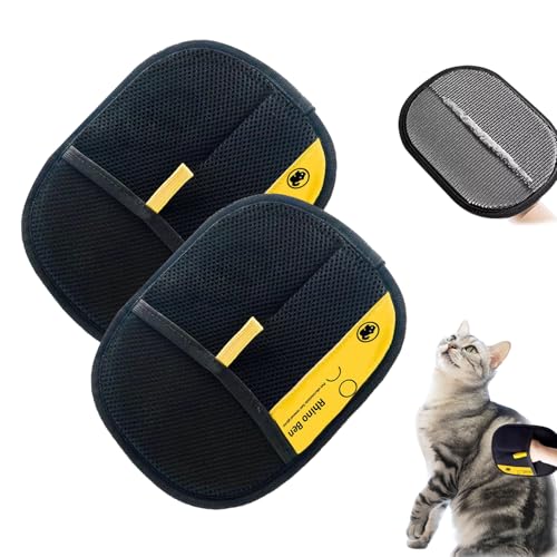 Rbleote 2 Stück Katzen Handschuhe Fellpflege, 24x17cm Fellpflegehandschuh Hund, Static Removal Gloves, Wiederverwendbar, Zwei Texturen, zum Waschen, Hair Removal, Fellpflege von Rbleote