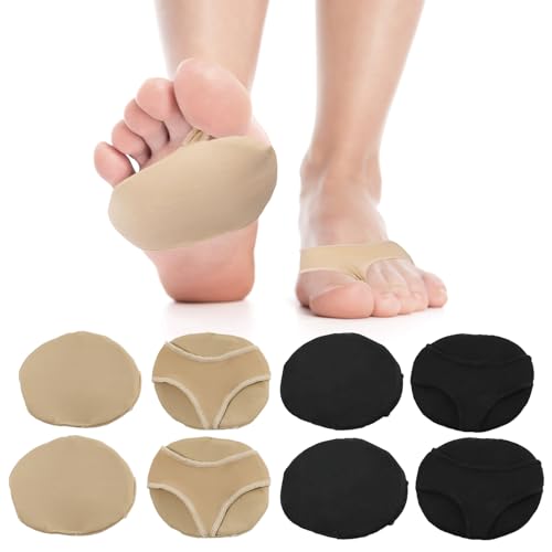 Rbleote 4 Paar Ballenpolster Vorfuß, Mittelfußpolster Vorfusspolster Ballenpolster Metatarsal pads Metatarsal Pads zur Schmerz- und Druckentlastung (2 Schwarz 2 Beige) von Rbleote