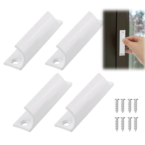 Rbleote 4 Stück Balkontürgriff Außen, Terrassentür Griff, Türgriff Balkontür Außen Aluminiumlegierungsgriff Terassentürgriff Balkontür 76mm für Möbelzubehör (Weiß) von Rbleote