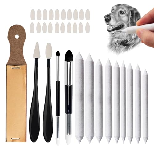 Rbleote 41 Stück Papierwischer Set, 15 Verschieden Papierwischer zum Zeichnen Blending Stümpfe Radiergummi Stift Skizze Zeichenwerkzeuge für Abwischen, Korrigieren, Kunst, Zeichnen, Künstler, Basteln von Rbleote