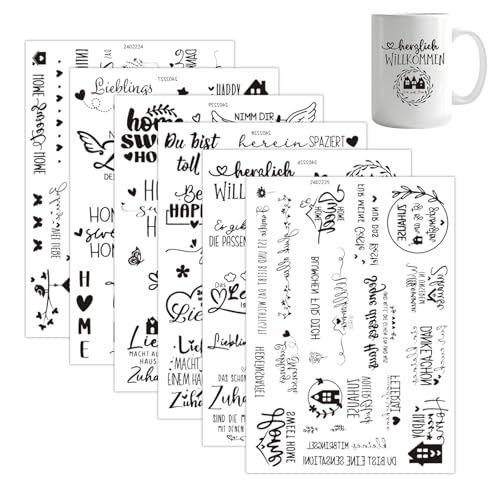 Rub On Sticker 6 Blatt Rub On Sticker Maritim Transferaufkleber Meer Rub Ons Selbstklebend Ahoi Moin Maritime Sprüche Aufkleber Rub On Folie für Glas Holz Raysin Keramik Schwarz DIY Geschenkideen von Rbleote