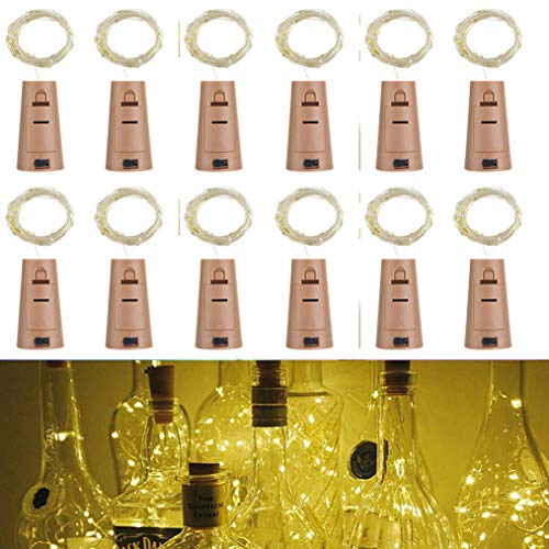 RcStarry Flaschenlicht lichterkette, Weinflaschen LED lichterkett, 12er stück 1M 10 Leds Silberdraht Licht Sternenlicht für Flasche DIY, Weihnachten Hochzeit und Party Halloween (warmweiß) von RcStarry