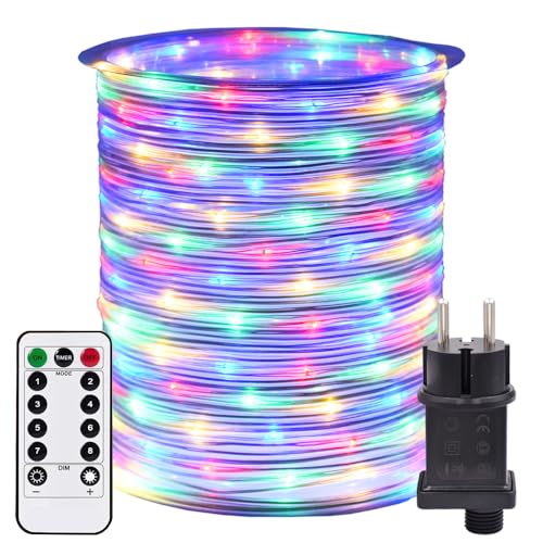 RcStarry 50M 500LED Lichtschlauch Lichterschlauch Strombetrieben Lichterkette außen mit Fernbedienung & Timer, 8 Modi IP67 Wasserdicht Bunt Dekolicht, für Außen Innen Weihnachten DIY Deko von RcStarry