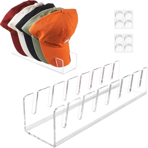 Rcbzzp 2 Stück Acryl Kappenhalter, Acryl Kappen Organizer, Baseballkappen Organizer, Desktop Cap Halterung, Cap Halter, fur Kleiderschränke, Kommoden und Wände (Transparente) von Rcbzzp