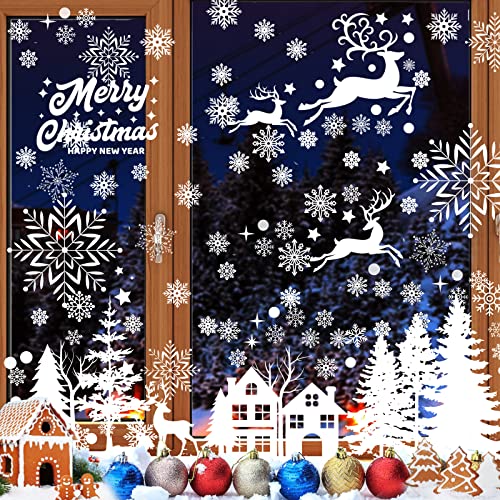 Fensterbilder Weihnachten,Fensterdeko Schneeflocken Selbstklebend,Schneeflocken Fensterdeko Fensterbilder für Weihnachts-Fenster Dekoration,Fensterscheiben,Vitrinen,Schneeflocken Weihnachtsdeko von Rcllb