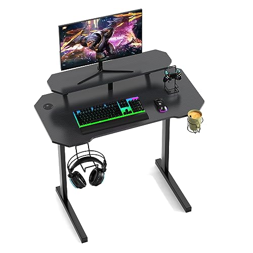 Rcynview Gaming Tisch mit Monitorständer T-förmiger Schreibtisch Schwarz Ergonomischer Computertisch Kohlefaserbeschichtung Gamer PC Getränkehalter Gamepad-Ständer Kopfhörerhalter 100x54x74cm Rcynview Gaming Tisch mit Monitorständer T-förmiger Schreibtisch Schwarz Ergonomischer Computertisch Kohlefaserbeschichtung Gamer PC Getränkehalter Gamepad-Ständer Kopfhörerhalter 100x54x74cm von Rcynview