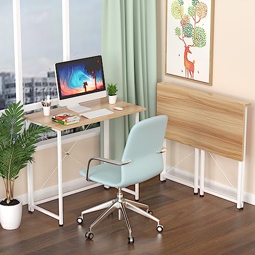 Klapptisch Schreibtisch Faltbar Tisch Klein Computertisch klappbar für Homeoffice Arbeitszimmer PC Tisch Arbeitstisch, Klappbarer Esstisch, Foldable Table für Homeoffice, Freien, 80x45.5x74cm, Braun von Rcynview