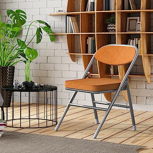 Klassischer Klappstuhl Gepolstert, Kord Klappstühle Mit Metallgestell, Klappsessel 100 kg Belastbar, Campingstuhl Balkon Stühle 1 X Folding Chair für den Hausgebrauch und Camping im Freien, Orange von Rcynview