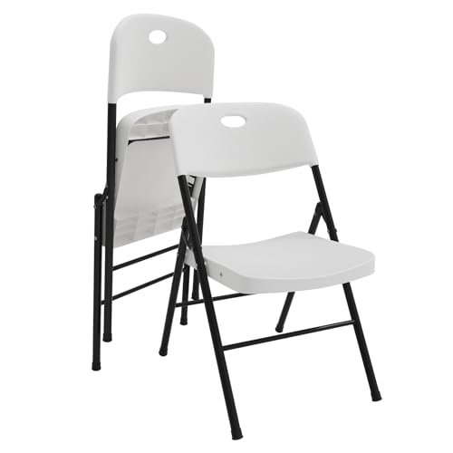 Rcynview Klappstuhl Kunststoff-Stuhl, Platzsparender Faltstuhl, Klappstühle 150 kg Tragkraft, Campingstuhl Faltbarer Stuhl Klappstuhl Garten Klappbarer für Partys Picknicks Office, Weiß, 2 Stück von Rcynview