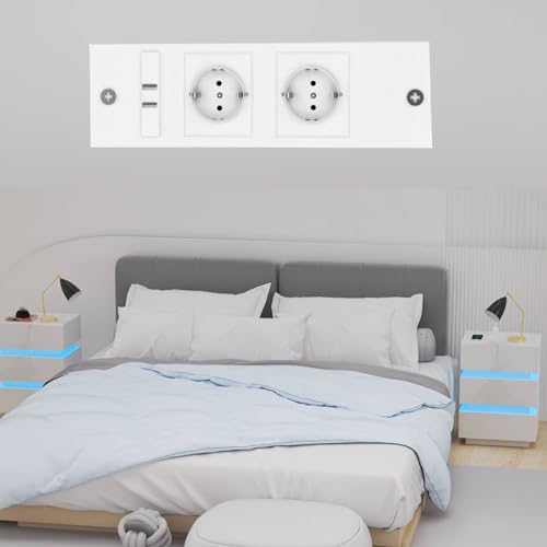 Rcynview Nachtschrank 2er Set Nachttisch mit Steckdose Ladefunktion Led Nachttische mit 3 Schubladen, Nachtkommode für Wohnzimmer, Schlafzimmer (45x35x62cm Beistelltisch, Nachttisch Weiß) von Rcynview