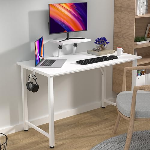 Rcynview Schreibtisch mit Kleiner Abnehmbarem Monitorständer+1 Haken, Stabiler Pc Gaming Tisch, Leicht Montierbarer Computertisch, Laptoptisch für Zuhause Büro und Wohnzimmer, 100x50 cm Desk, Weiß Rcynview Schreibtisch mit Kleiner Abnehmbarem Monitorständer+1 Haken, Stabiler Pc Gaming Tisch, Leicht Montierbarer Computertisch, Laptoptisch für Zuhause Büro und Wohnzimmer, 100x50 cm Desk, Weiß von Rcynview