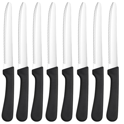 Brotmesser,Frühstücksmesser 8 Stück, Brotmesser Wellenschliff, remium Edelstahl Tafelmesser,Langlebiges Brötchenmesser,Kunststoffgriff Tomatenmesser Wellenschlif,Scharfe Messer&Spülmaschinenfest von Rdddhur