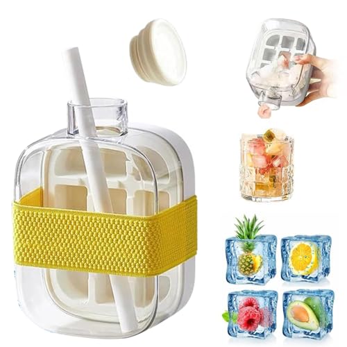 Eiswürfel Flasche, Eiswürfelbox,Touc Frei Vertikale Eiswürfelform Tray mit Deckel und Stroh,Eiswürfelformen Eiswürfelbox Cool Summer Trinkflasche Cup für Urlaub Camping Eiswürfel Flasche, Eiswürfelbox,Touc Frei Vertikale Eiswürfelform Tray mit Deckel und Stroh,Eiswürfelformen Eiswürfelbox Cool Summer Trinkflasche Cup für Urlaub Camping von Rdddhur