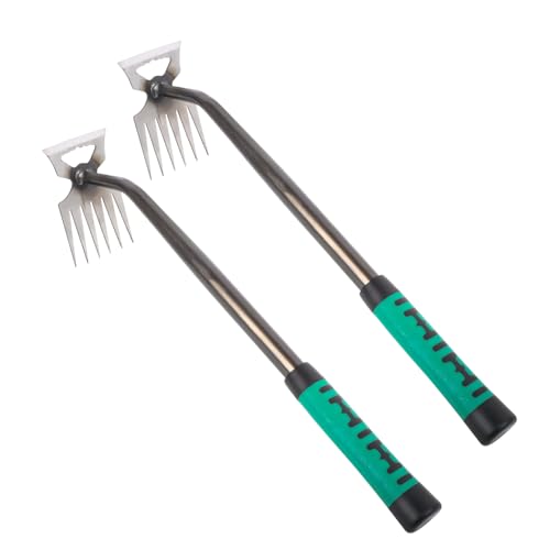 Rdlobu 2Pcs Gartenarbeit Hand Unkrautstecher, Garten Unkraut Werkzeug, Unkraut Entferner Gerät mit Silicone Stiel, Unkrautjäter Hand für Gras Graben, Umpflanzen, Jäten(6 Zähne) von Rdlobu