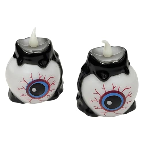 Rdxanc 2 Stück Halloween LED Augen Kerze Lichter mit flackernder Flamme Batteriebetrieben Sichere Dekorationen Textur von Rdxanc