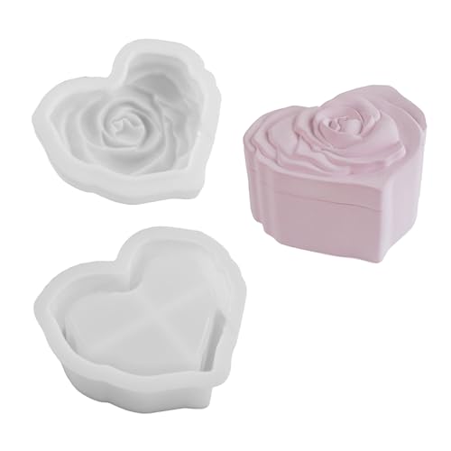 Rdxanc Aufbewahrungsbox Silikonform Rose Herz Schmuckkoffer Epoxidharze Form Aromatherapie Gips Kerze Glas Form Heimdekoration von Rdxanc
