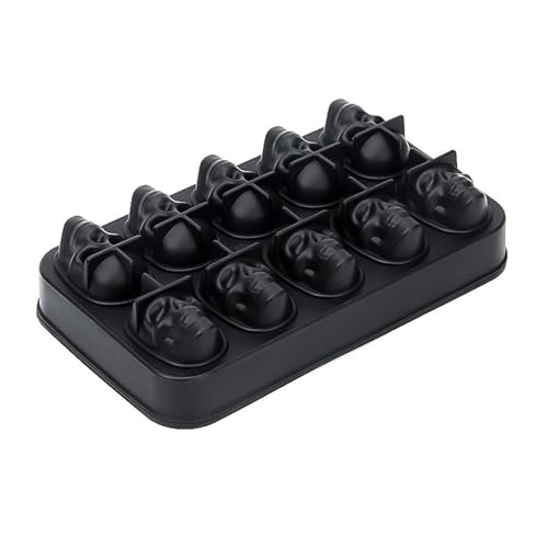 Rdxanc Eiswürfelform mit 10 Löchern, Totenkopf-Form, mit Deckel, Lebensmittelqualität, Silikon, Eiswürfelform für Whisky-Trinker und Barkeeper von Rdxanc