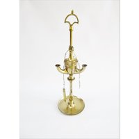 Antike Öllampe 3-Docht Luzerne Lampe Verstellbar Messing Mit Chatelaine Ketten Und Werkzeug 16 "Wal Öllaterne 19Th Century von ReArcade