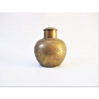Antike Teedose Messing Bronze Metall Doppeltes Glück Handgemacht Hand Gehämmert Selten Ginger Jar von ReArcade