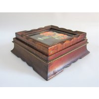 Vintage Holz Box Schmuck Valet Aufbewahrung Mini Schatzkiste Mit Spiegel von ReArcade