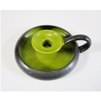 Vintage Kerzenhalter Enamelware Storm Hurricane Schwarz Und Olive Selten von ReArcade