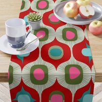 Tischläufer Mcm Retro Vintage Style Geometrisch Rot von ReModRetro