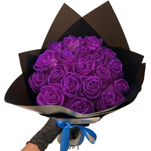 RePaLy Glitzer-Rosenstrauß,Künstlicher Rosenblumenstrauß,DIY-Blumenstrauß,glänzend,künstlicher Rosenstrauß,Liebesgeschenk,Rosenglitter,DIY-Blumenstrauß-Geschenke Zum Valentinstag (Lila,10 STK) von RePaLy