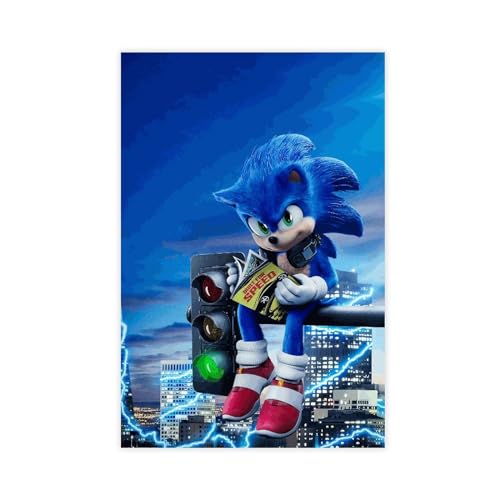 RePaLy Poster, Motiv: Sonic The Hedgehog, Leinwandposter, Wandkunst, Dekordruck, Bild Gemälde für Wohnzimmer, Schlafzimmer, Dekoration, ungerahmt, 60 x 90 cm von RePaLy